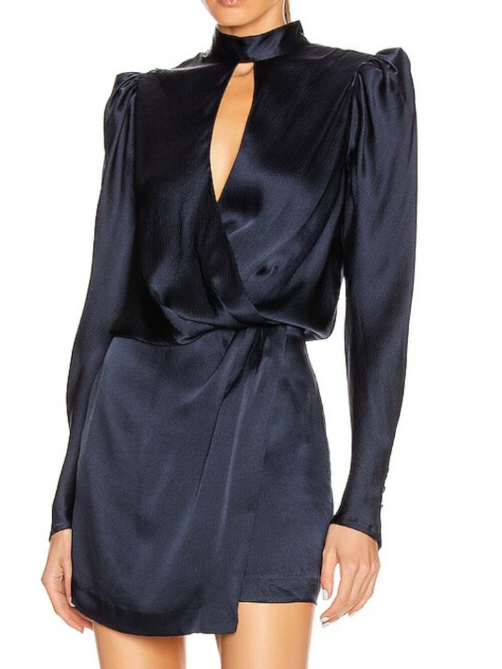 Frame Wrap Party Dress Silk, Navy, Medium, Low-Key Glam, Wedding Guest Dress